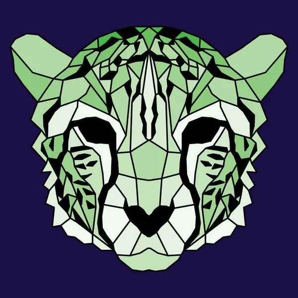 Zelené nízké poly lemované gepard — Stockový vektor