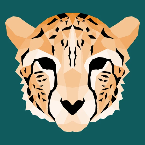 Orange låga poly cheetah — Stock vektor