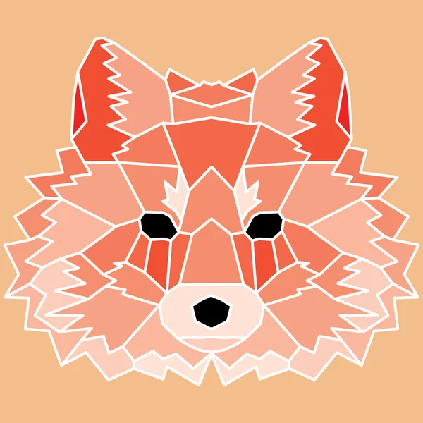 Red low poly lined fox — Stock Vector