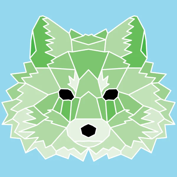 Green low poly lined fox — Stock Vector