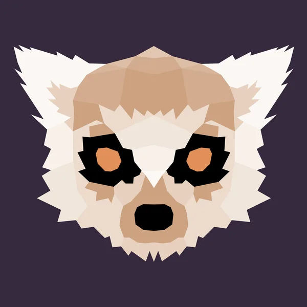 Lemur brązowy low poly — Wektor stockowy