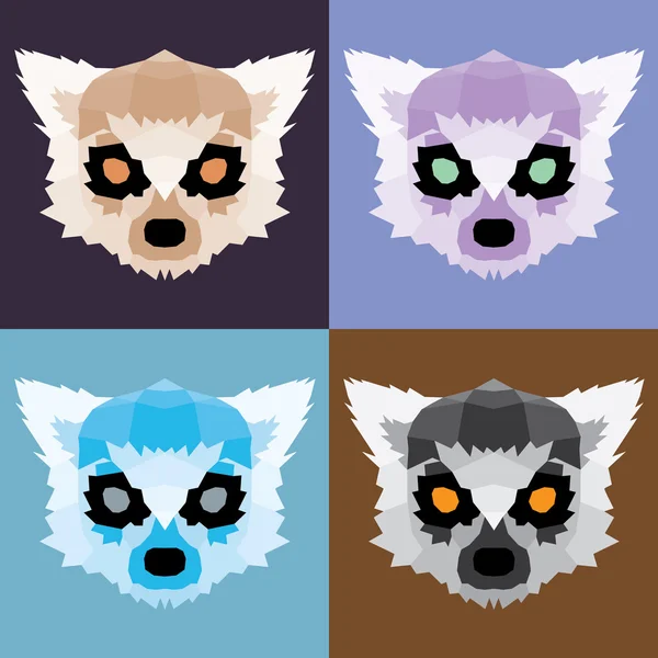 Düşük Poli Lemurlar seti