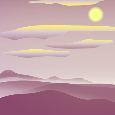 Sıcak pembe güneşli manzara