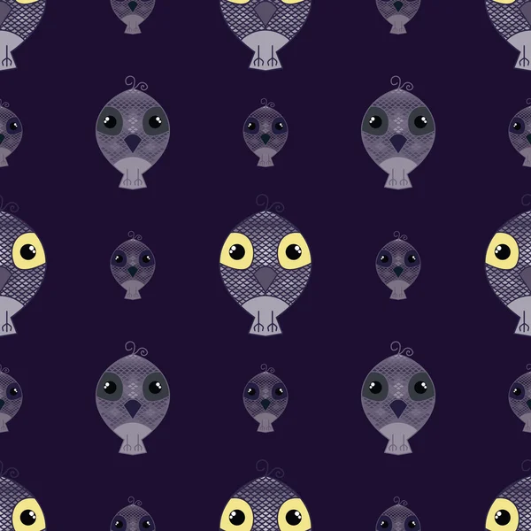 Fond de hibou motif sans couture violet foncé — Image vectorielle