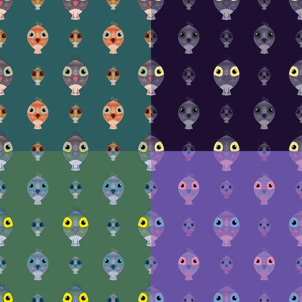 Set of seamless pattern owl backgrounds — Stock Vector