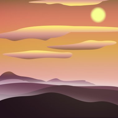 Sıcak turuncu güneşli manzara