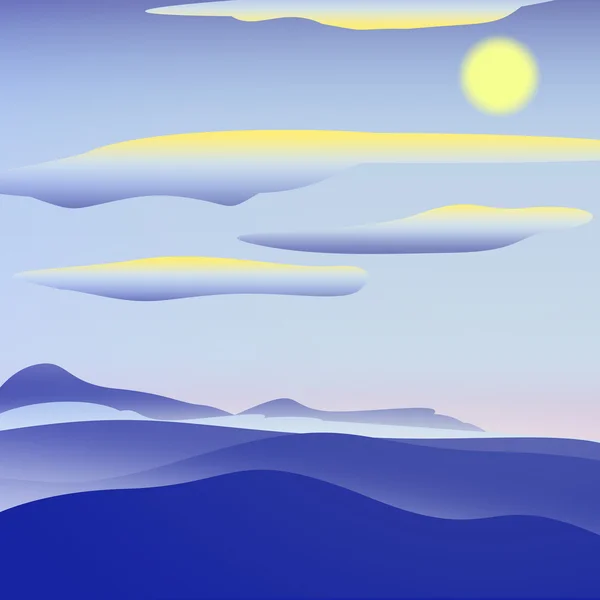 М'який синій сонячний пейзаж — стоковий вектор