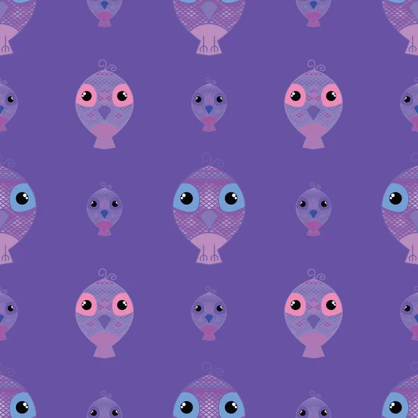 Violet sans couture motif hibou fond — Image vectorielle