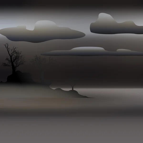 Paysage noir et gris de l'île gothique sombre — Image vectorielle