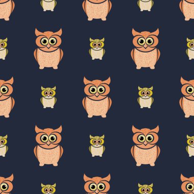 Turuncu ve kahverengi baykuşlar seti