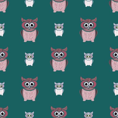 Yeşil ve pembe baykuşlar seti