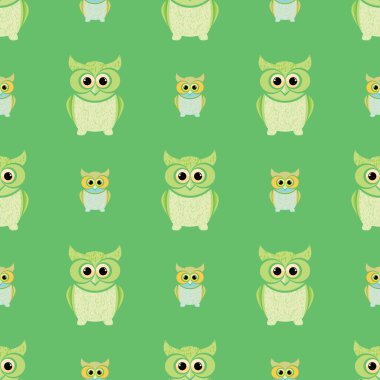 Yeşil ve sarı baykuşlar seti