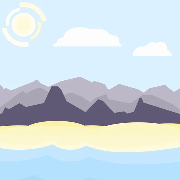 Фиолетовый и синий утренний пейзаж — стоковый вектор