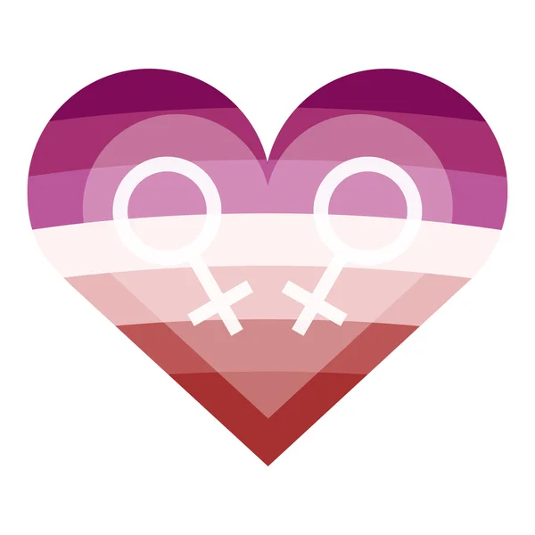 Bandeira lésbica cores coração —  Vetores de Stock