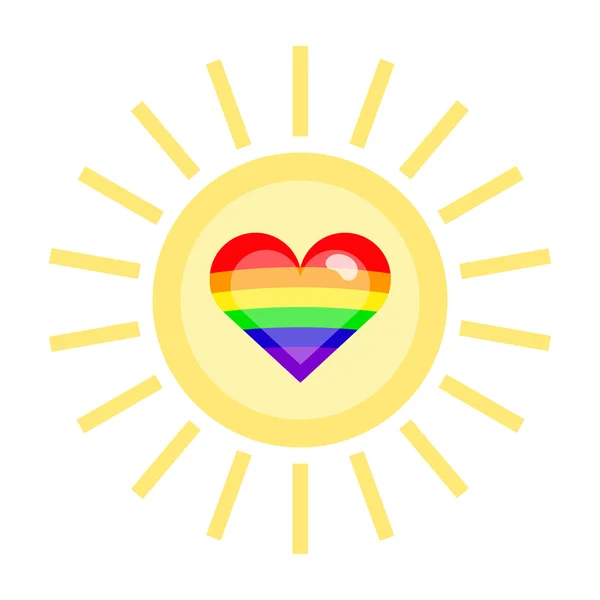 LGBT heart in a sun — Stock Vector