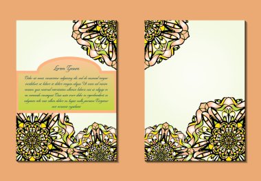 Yeşil ve turuncu broşür veya el ilanları veya davetiyeleri