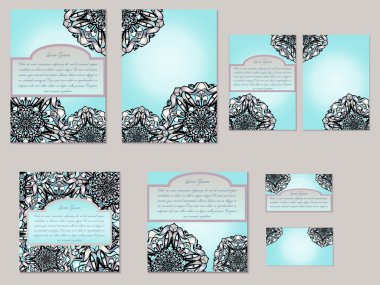 Broşürler, el ilanları, davetiyeler ve kartvizit pastel mavi ayarla