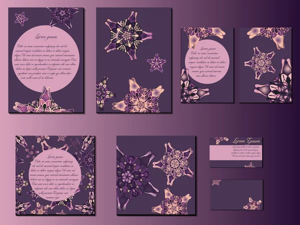 Brochures, cartes de visite et invitations rose et violet étoilé — Image vectorielle