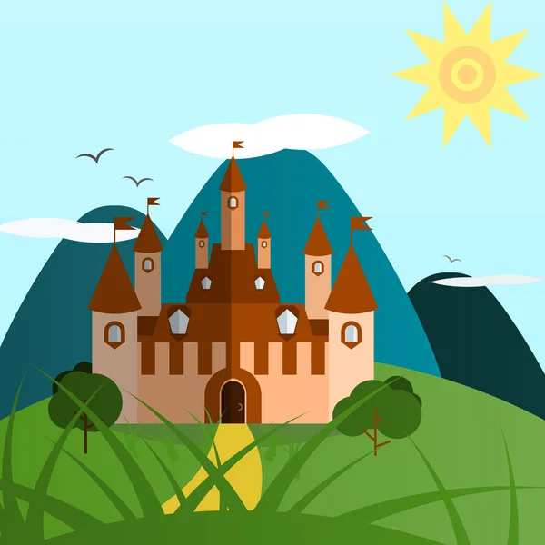 Yeşil ve mavi gün kale manzara