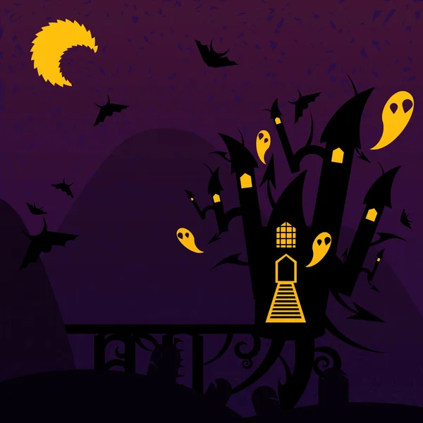 Purple and orange halloween castle — Stock Vector