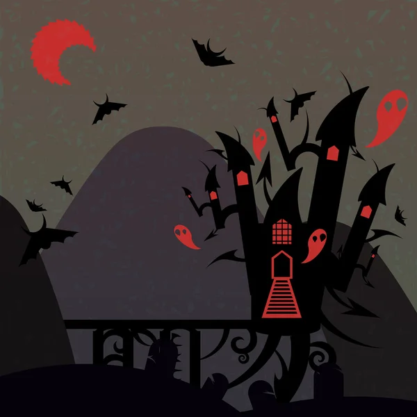 Red and gray halloween castle — Stock Vector