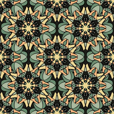 Mandala benzeri elemanları ile zarif seamless modeli