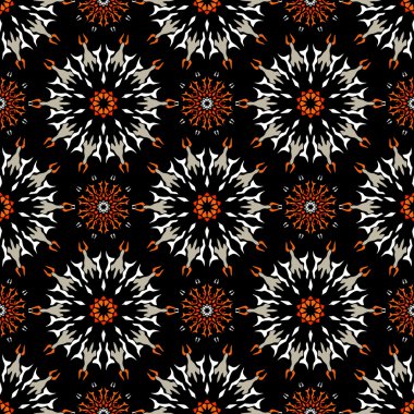 Mandala ve çiçek elemanları zarif seamless modeli