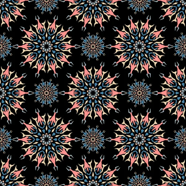 Élégant motif sans couture avec Mandala et éléments floraux — Image vectorielle