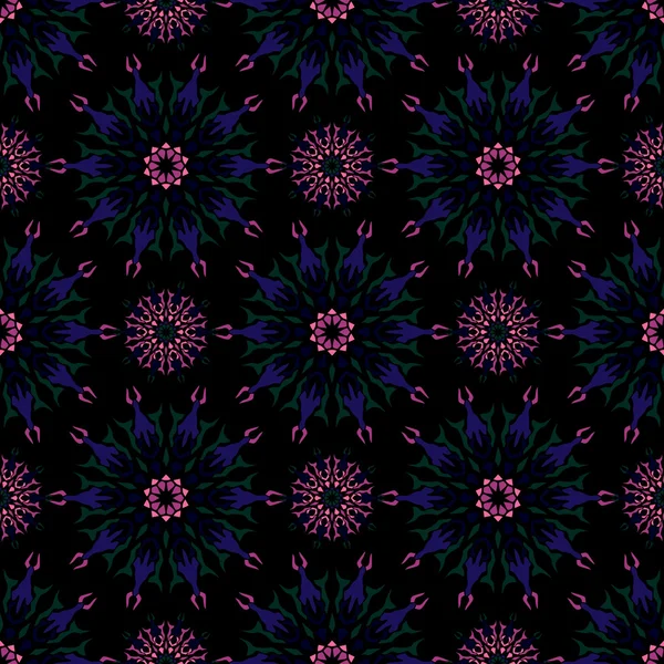 Elegant sömlösa mönster med Mandala och blommiga inslag — Stock vektor