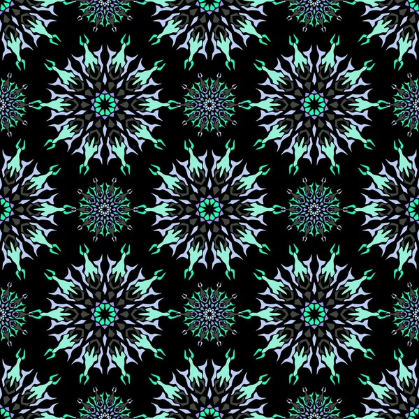 Élégant motif sans couture avec Mandala et éléments floraux — Image vectorielle