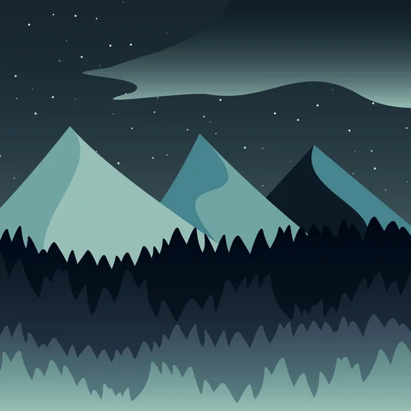 Hermosas montañas y paisaje forestal — Vector de stock