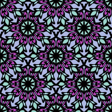 Mandala ve çiçek elemanları zarif seamless modeli