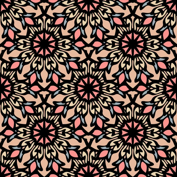 Elegantes nahtloses Muster mit Mandala und floralen Elementen — Stockvektor