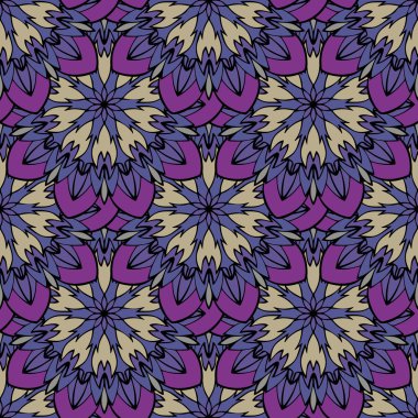 Mandala ve çiçek elemanları zarif seamless modeli