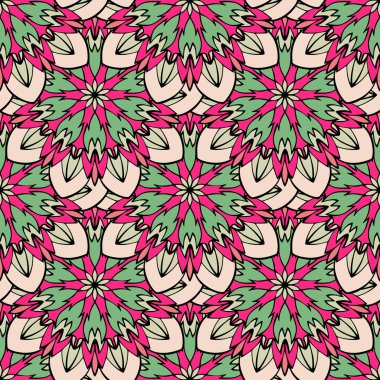 Mandala ve çiçek elemanları zarif seamless modeli