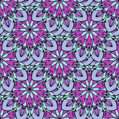 Mandala ve çiçek elemanları zarif seamless modeli