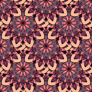 Mandala ve çiçek elemanları zarif seamless modeli