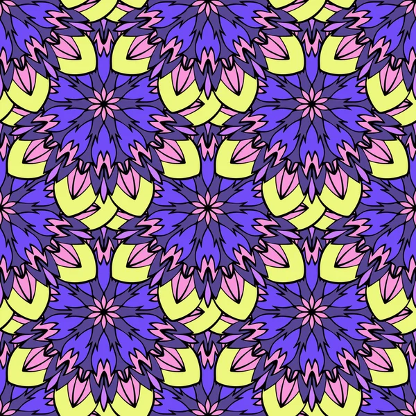 Élégant motif sans couture avec Mandala et éléments floraux — Image vectorielle