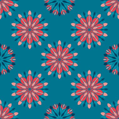 Mandala ve çiçek elemanları zarif seamless modeli