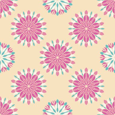 Mandala ve çiçek elemanları zarif seamless modeli