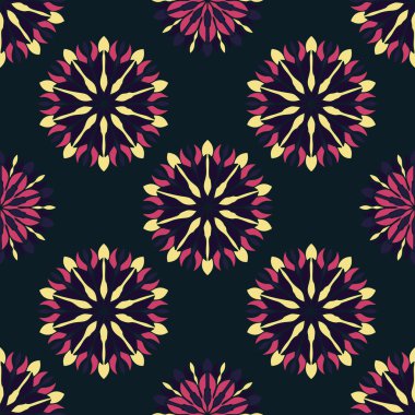 Mandala ve çiçek elemanları zarif seamless modeli