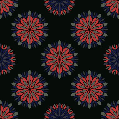 Mandala ve çiçek elemanları zarif seamless modeli