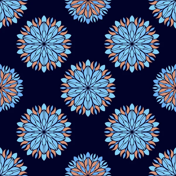 Élégant motif sans couture avec Mandala et éléments floraux — Image vectorielle