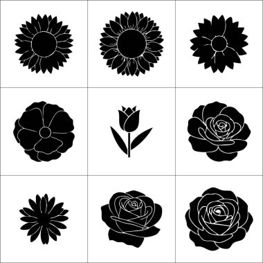 makyaj fırçası aynası ve makyaj kabı öğeleri gösterilen siyah beyaz simgelerden oluşan bir ızgara