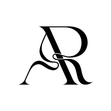 A ve R harflerini gösteren stilize bir logo tasarımı. Beyaz bir arkaplanda zarif bir şekilde siyah ile sarmalanmış.
