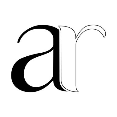 A ve R harflerini gösteren siyah ve beyaz bir resim. A ve R harflerini de ana hat olarak gösteriyor.