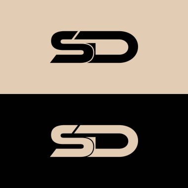 Resim iki SD harf logosunu gösterir, biri bej arkaplanda, diğeri de siyah, resimde dikey olarak istiflenmiş.