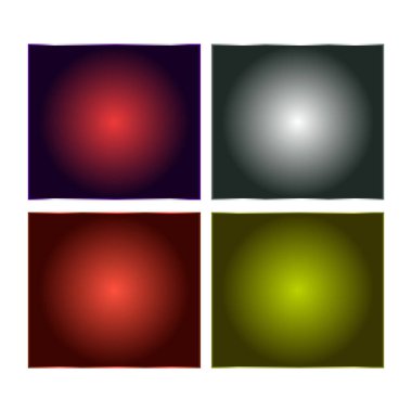 Dört kare, beyaz arkaplan boşluğuna karşı kırmızı gri sarı ve mor renklerin gradyanlarını gösterir