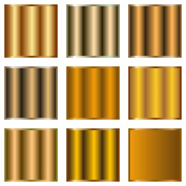 Altın, kahverengi ve sarı renk tonlarında dikey çizgili dokuz kareden oluşan bir koleksiyon.