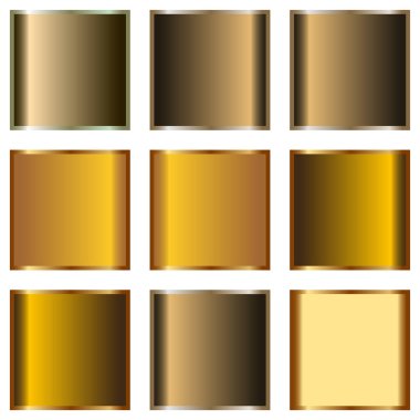 Altın ve bronz renklerin 3 'e 3 düzenleme biçiminde gradyanını gösteren 9 karelik bir ızgara.